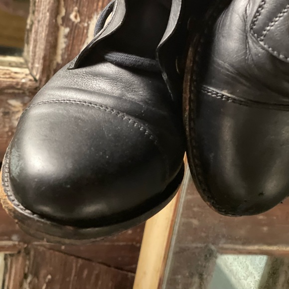 Valentino Black Calfskin Leather Ruffle Combat Boot Sz.38 - Picture 9 of 11